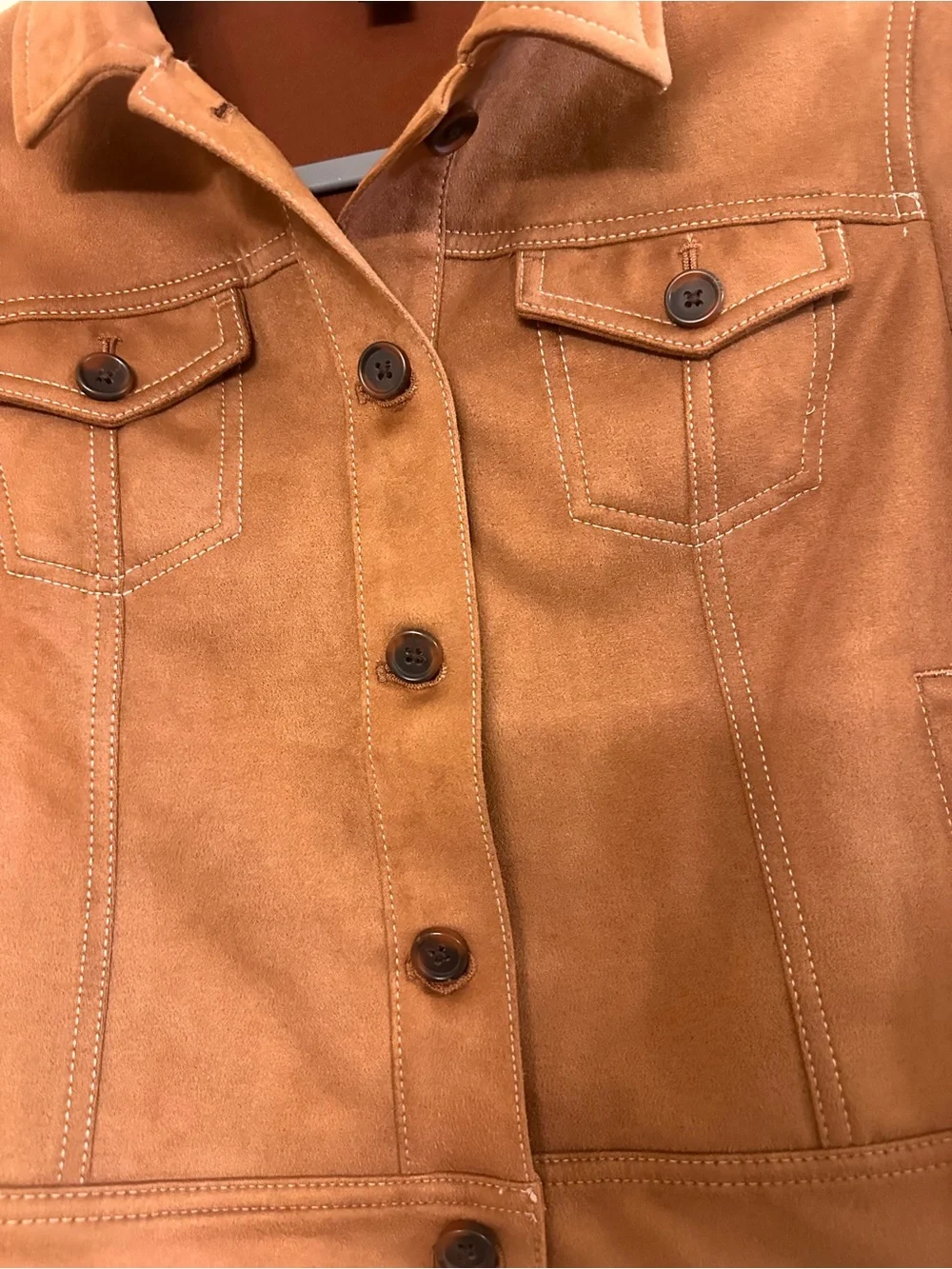 J. Jill Cropped Faux Suede Jacket in Chestnut Brown - Women's